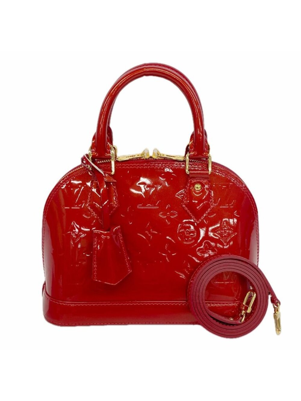 Louis Vuitton Handbag Vernis Alma BB Rouge Grenat Dine 2-Way Bag